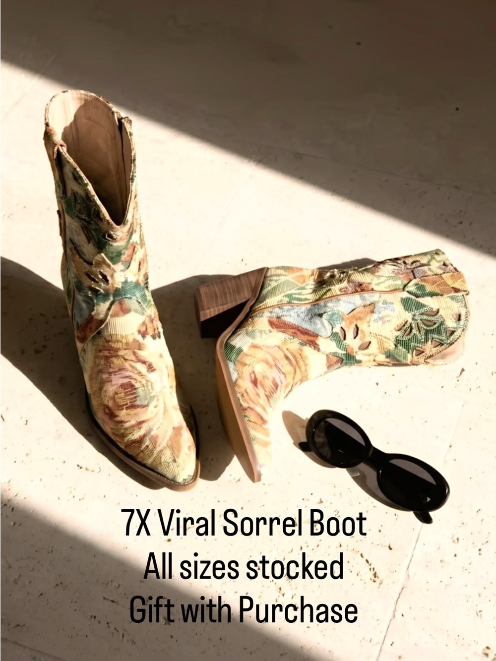 Oasis Society Sorrel Viral Floral Tapestry Western Cowboy Boots NIB